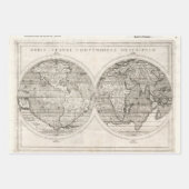 1598ヴィンテージ世界地図ラテン文字図 ラッピングペーパーシート (正面2)