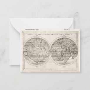 1598年ヴィンテージ世界地図 ラテン語の地図作成 ノートカード