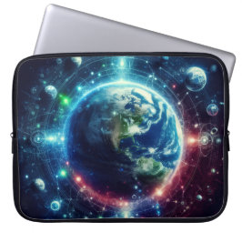 15" エレクトロニクスバッグに描かれた地球とその兄弟たち ラップトップスリーブ