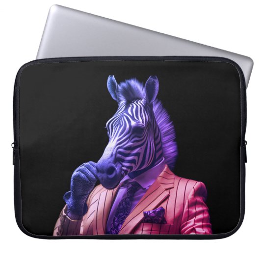 15" ネオプレン ラップトップ 電子機器 バッグのMr. Zebra ラップトップスリーブ (正面)