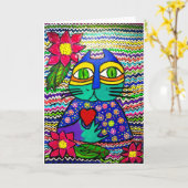 15 - ネコのキサのグリーティングカード カード (黄色い花)