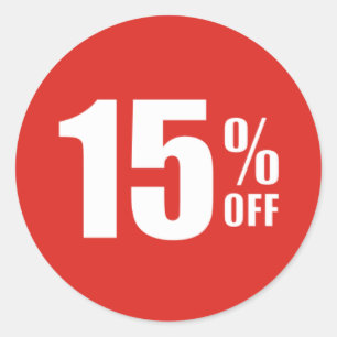 15%割引販売のステッカーを離れた15% ラウンドシール