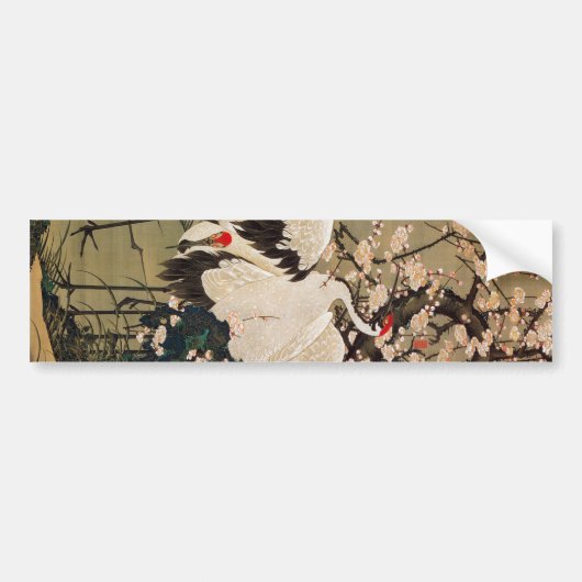 15.梅花群鶴図,若冲梅と鶴（若冲） バンパーステッカー (正面)