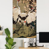 15. 梅花群鶴図, 若冲 Plum Blossoms & Cranes, Jakuchū ポスター (ホームオフィス)