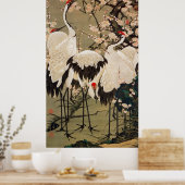 15. 梅花群鶴図, 若冲 Plum Blossoms & Cranes, Jakuchū ポスター (キッチン)