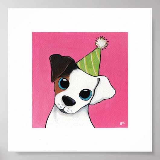 15.24cm x 15.24cm |犬お洒落の芸術 |パーティー子犬 ポスター (正面)
