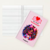15 African American Girl Writing Supplies Students ノートブック (内側)