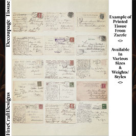 15 Authentic Vintage Postcard Backs ET2F Decoupage 薄葉紙