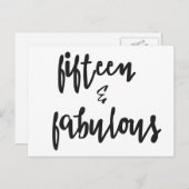 15 & Fabulousキンセアニェラ15誕生日カード ポストカード (正面/裏面)