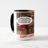 15 oz 2トーンマグ。ハッピーアニバーサリー。オランウータン マグカップ (正面左)