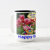 15 oz 2トーンマグ。ハッピーイースターアルパカ ツートーンマグカップ (正面左)