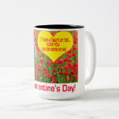 15 oz 2トーンマグ。ハッピーバレンタインデー。黒 ツートーンマグカップ (正面右)