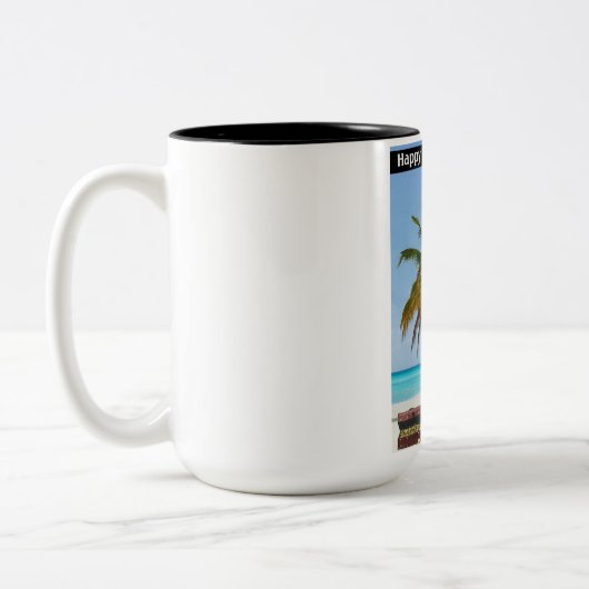 15 oz 2トーンマグ。ハッピーバースデーマテイ！ルーン ツートーンマグカップ (左)