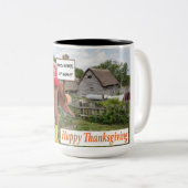 15 oz 2トーンマグ。幸せな感謝祭。cheetah ツートーンマグカップ (正面右)