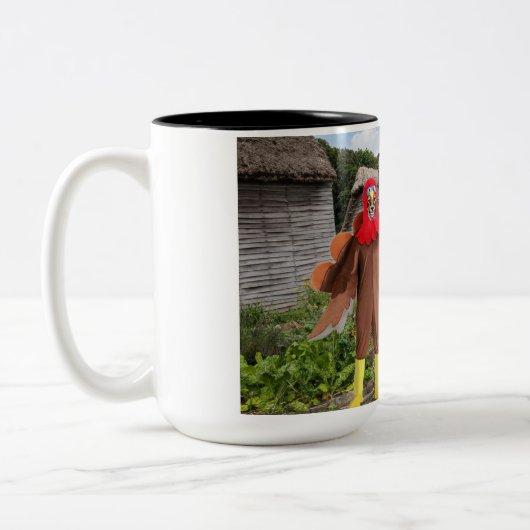 15 oz 2トーンマグ。幸せな感謝祭。cheetah ツートーンマグカップ (左)