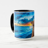 15 oz coffee mug alpaca onビーチ感謝してい, you マグカップ (正面左)