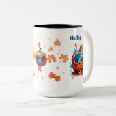 15 oz Fall Coffee Mug, Cool pumpkin with goggles ツートーンマグカップ (正面右)