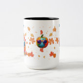 15 oz Fall Coffee Mug, Cool pumpkin with goggles ツートーンマグカップ (中央)
