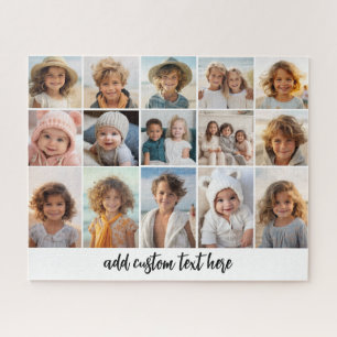 15 Photo Collage Grid – スクリプト文字-白黒 ジグソーパズル