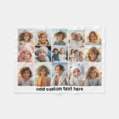 15 Photo Collage Grid – スクリプト文字-白黒 フリースブランケット (正面(横))