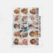 15 Photo Collage Grid – スクリプト文字-白黒 フリースブランケット (正面)