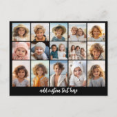 15 Photo Collage Grid – スクリプト文字-白黒 ポストカード (正面)