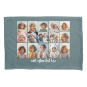 15 Photo Collage Grid – スクリプト文字 – 青 枕カバー (正面)