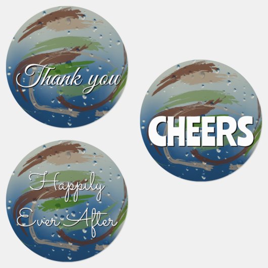 15-set Earthy Green, Brown & Beige Brushstrokes ラベル (グループ)