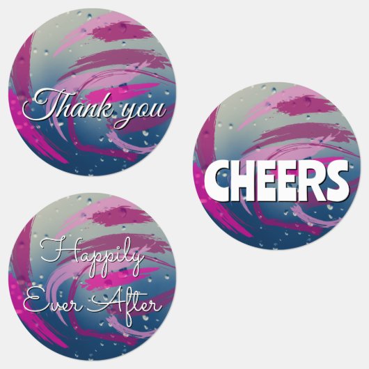 15-set Fuchsia & Soft Pink Brushstrokes ラベル (グループ)