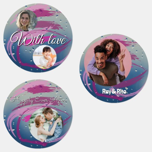 15-set Photo Fuchsia & Soft Pink Brushstrokes ラベル (グループ)