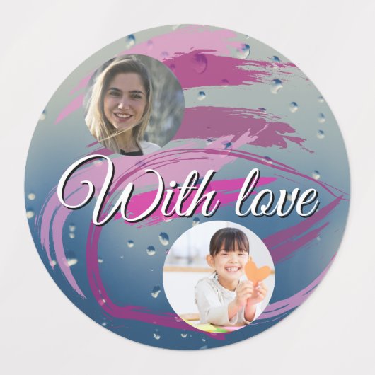 15-set Photo Fuchsia & Soft Pink Brushstrokes ラベル (デザイン1)