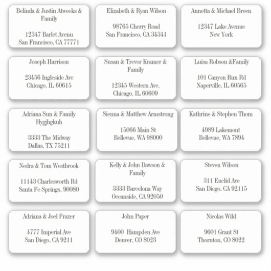 15 Simple Individual Guest Name Address シール (正面)