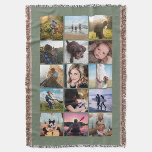 15 Squareフォトコラージュキープサセージェ スローブランケット (正面縦)
