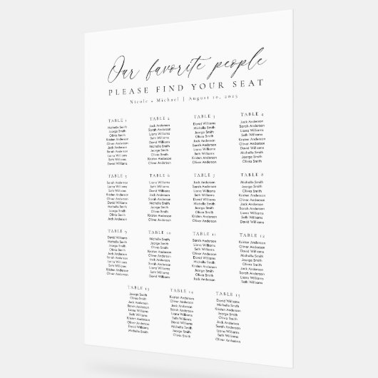 15 Tables Favorite People Acrylic Seating Chart アクリルサイン (傾斜)
