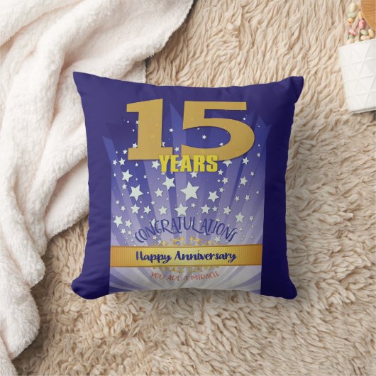15 Year CUSTOM NAME 12 Step Anniversary Big Number クッション (ブランケット)