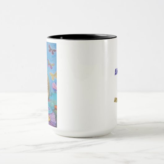 15 Year CUSTOM NAME AA Butterflies Flowers マグカップ (中央)