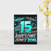 15 Year Old For Boys 15th Birthday Boy 15 Year Old カード (黄色い花)