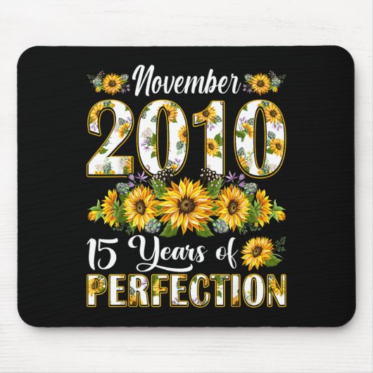 15 Year Old November 2010 Sunflower 15th Birthday  マウスパッド (正面)