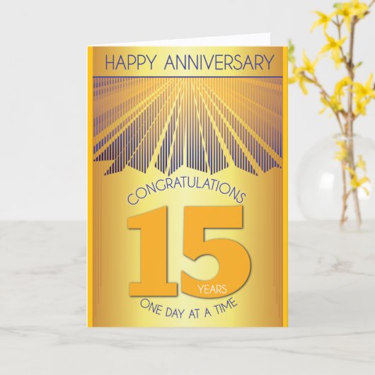 15 Year Sober Anniversary | Golden Ray 12 Step  カード (黄色い花)