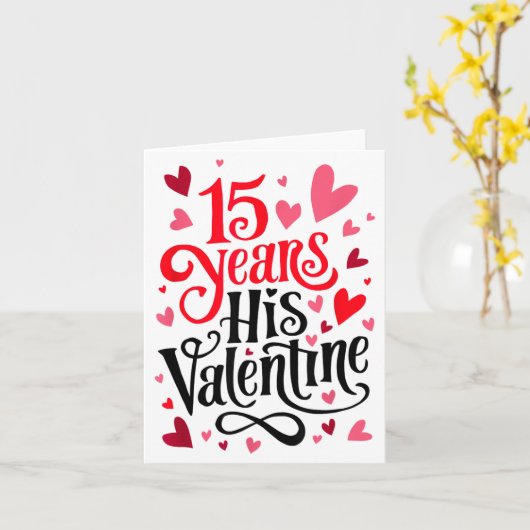 15 Years His Valentine _ Anniversary Couples Valen カード (黄色い花)
