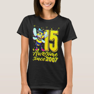 15 Years Old Dabbing Bee 15th Birthday Kids Girls  Tシャツ