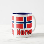 15oz 2はマグの青\白いノルウェーか旗にある調子を与えます ツートーンマグカップ (正面右)