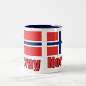 15oz 2はマグの青\白いノルウェーか旗にある調子を与えます ツートーンマグカップ (中央)