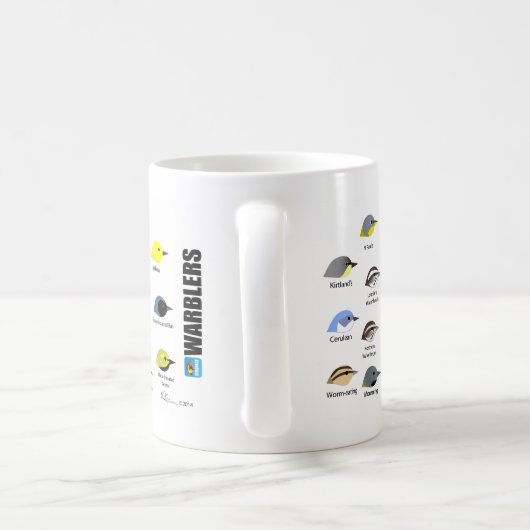 15oz BirdFaceのアメリカムシクイのマグ コーヒーマグカップ (ハンドル)