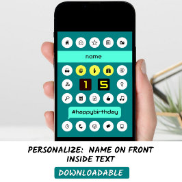 15thハッシュタグコンピューティング誕生日の追加の名前 カード