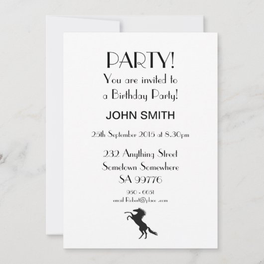 15thバースデースピリットホースパーティの招待状 招待状 (裏面)