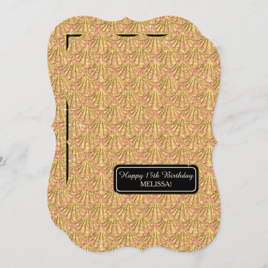 15thバースデーパーティーグラムガツビー素晴らしスタイル 招待状 (正面/裏面)