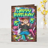 15th誕生日カード カード (黄色い花)