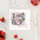 15th誕生日キンセアニェラシックフローラウォーターカラー スタンダードカクテルナプキン (インサイチュ)