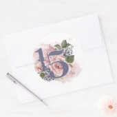 15th誕生日キンセアニェラシックフローラウォーターカラー ラウンドシール (封筒)